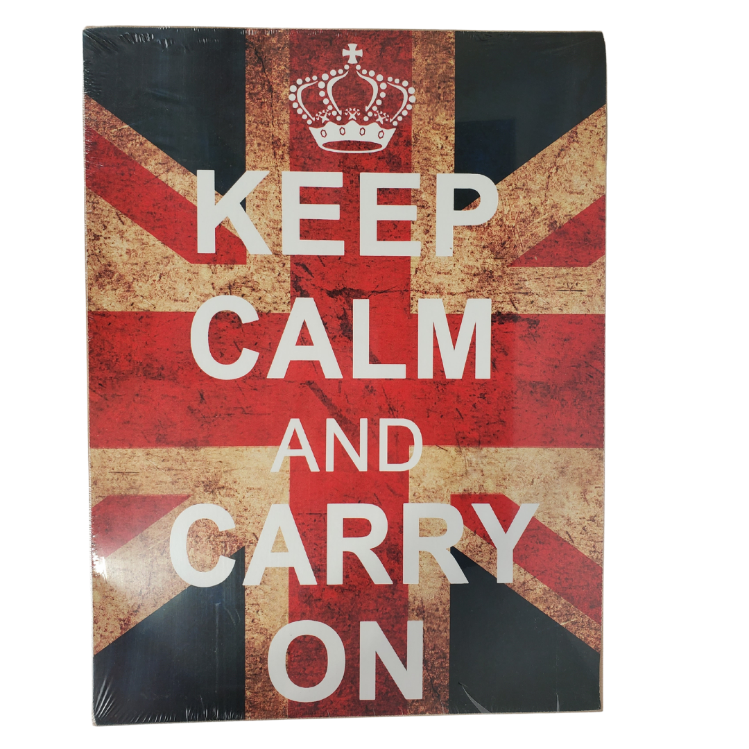 Inspired by the second world war posters. This phrase was coined to help boost morale in uncertain times. Now it is time for you to get this morale boost with your very own keep calm and carry on wooden plaque. 30 x 40cm