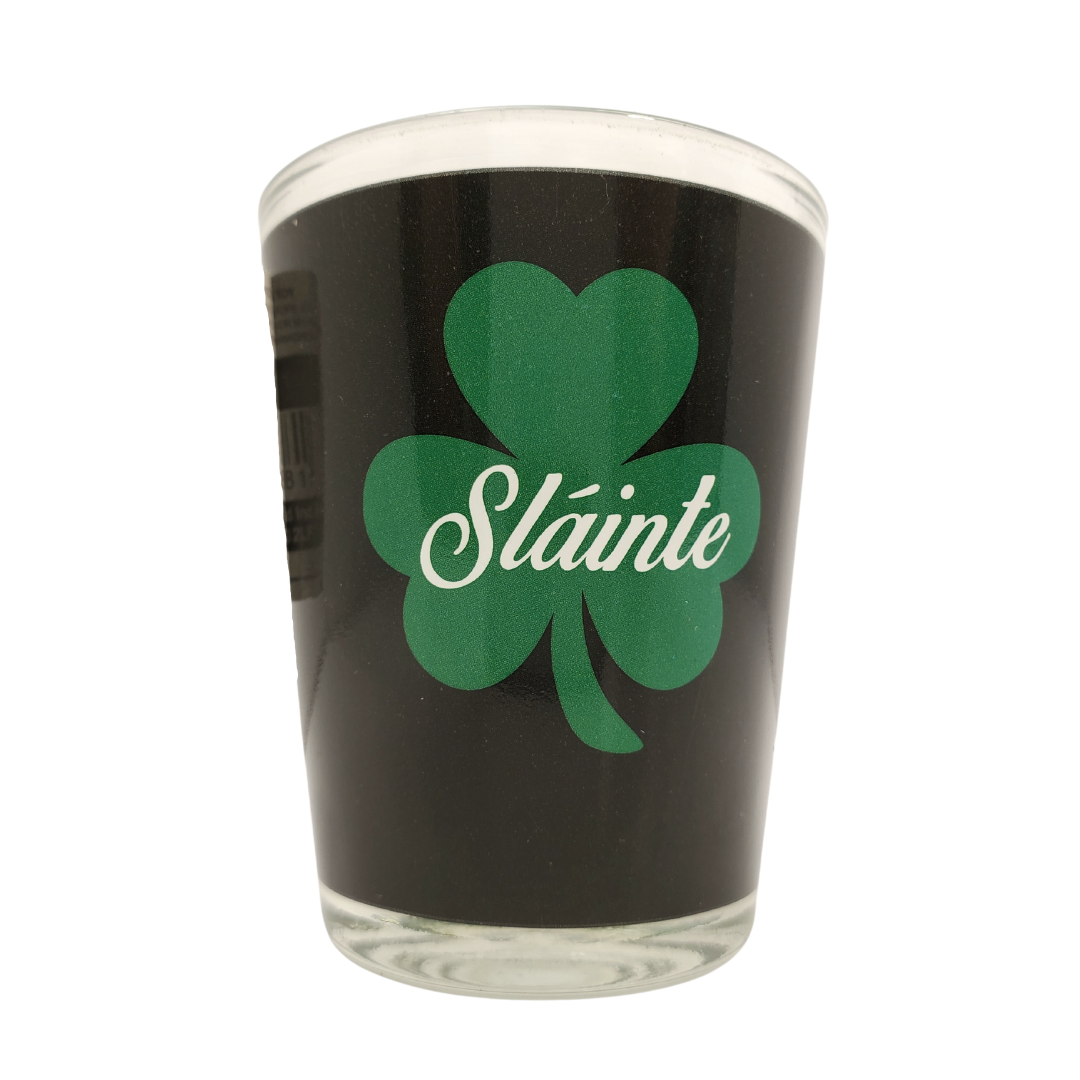 Drink with the luck of the Irish with this 1oz clover shot glass. Slainte is a popular Irish greeting that wishes good health and it is also widely used as a drinking toast. Perfect shot glass for St. Patrick's day!