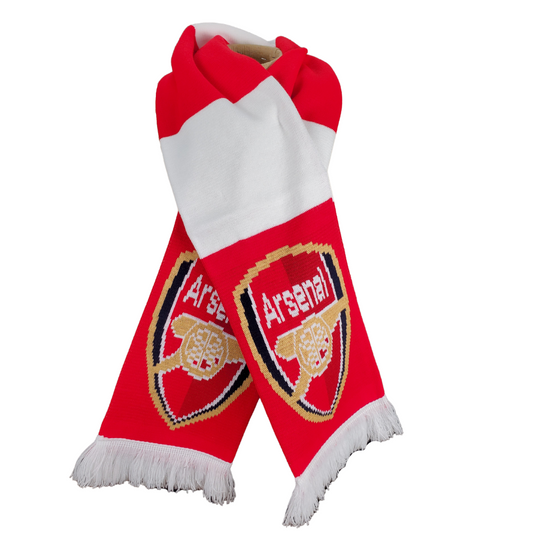 This gorgeous knit scarf is perfect for the Arsenal fan in your life. This scarf features the Arsenal crest logo at each end and beautiful stripes along the length. 
