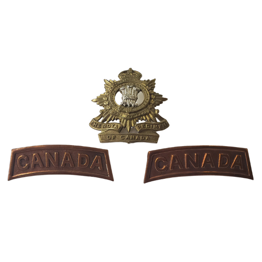 WW2 British Military Cap Badge and WW1 Canada Shoulder Title