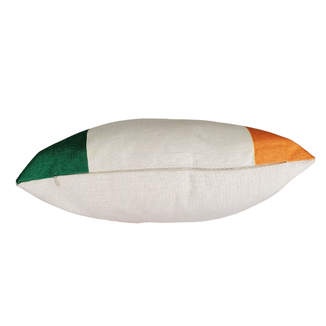 An easy way to add a pop of colour into any room! Perfect for your favoutite chair, sofa, or tossed on the bed with our decorative pillows. Add a fun accent into any room with the clover enhanced Ireland Flag pillow. Throw pillows really do have the ability to transform a room from being uninviting to warm and welcoming. Comes with a pillow cover and insert. 