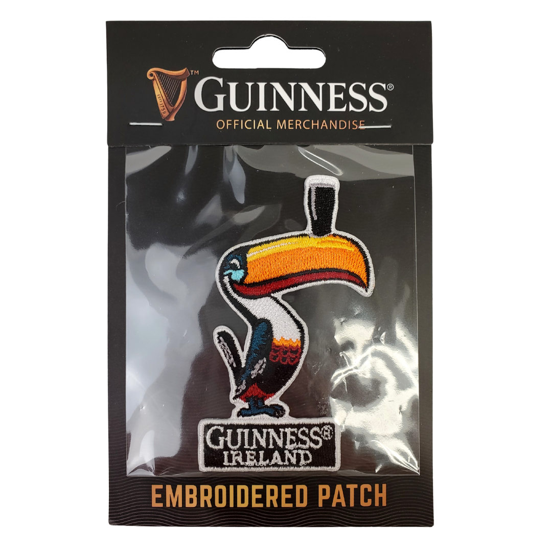 Add a splash of colour onto your fabrics with our iron-on Guinness patch. This patch features the Guinness mascot balancing the famous stout beer from its beak. Bring your old jeans back to life!   Usage Instructions:   Place patch where you would like it  Heat up iron to 70°C - 80°C Iron for 30 seconds  Let cool 