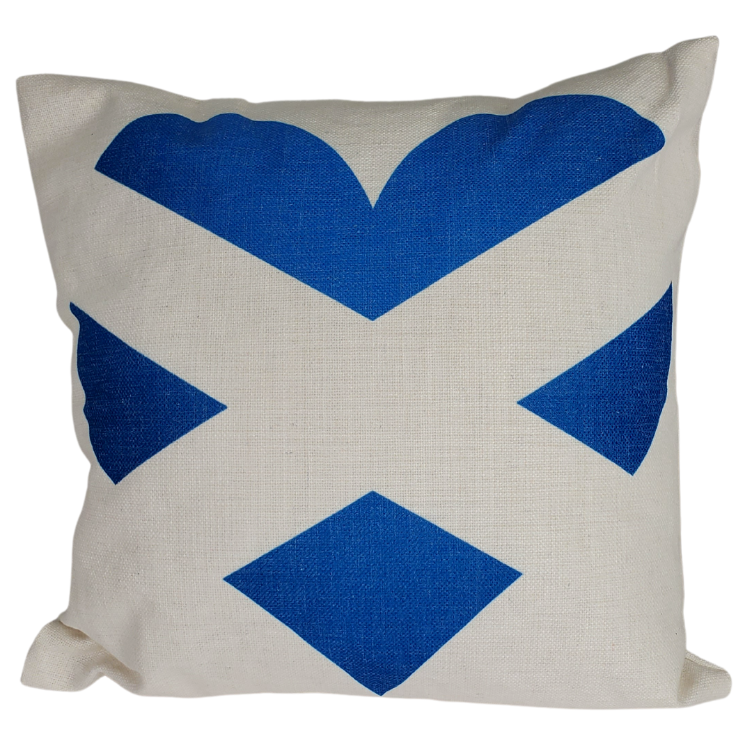 An easy way to add a pop of colour into any room! Perfect for your favoutite chair, sofa, or tossed on the bed with our decorative pillows. Add a fun accent into any room with this Heart shaped Scotland flag themed pillow. Throw pillows really do have the ability to transform a room from being uninviting to warm and welcoming. Comes with a pillow cover and insert. 