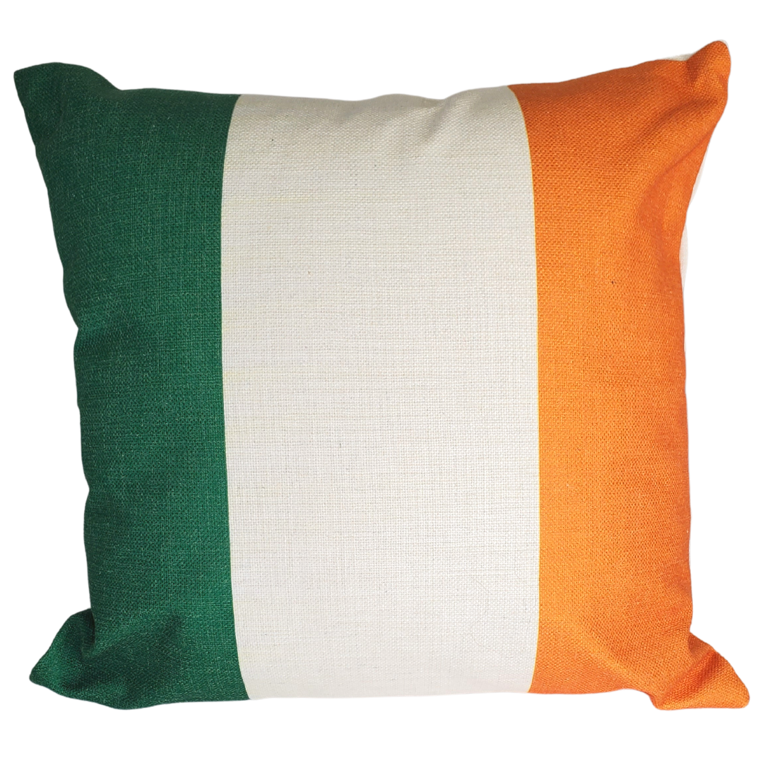 An easy way to add a pop of colour into any room! Perfect for your favoutite chair, sofa, or tossed on the bed with our decorative pillows. Add a fun accent into any room with this Ireland flag throw pillow. Throw pillows really do have the ability to transform a room from being uninviting to warm and welcoming. Comes with a pillow cover and insert. 