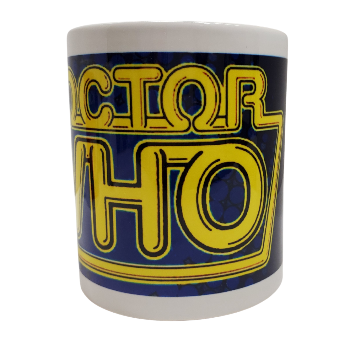 Enjoy your morning coffee or tea with this Dr. Who drinking mug. White ceramic mug with a vibrant blue and yellow. Standard-sized coffee mug.   You can get a matching magnet for only $2.99 with the purchase of a mug! 