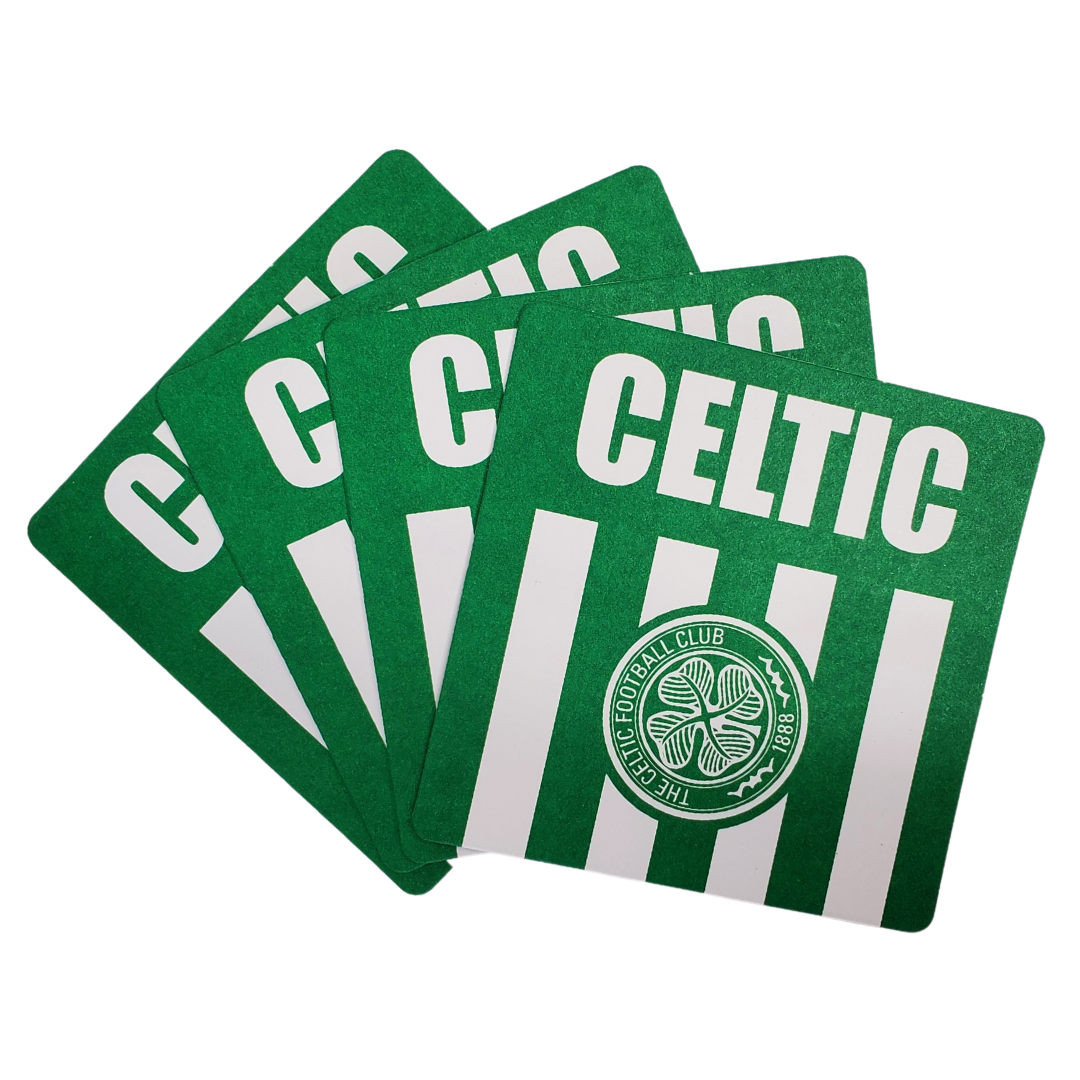 Coasters - This official Celtic mini bar set is the perfect gift for the amature bartender looking to up their game! Get the ultimate gift for the Celtic fan in your life! This kit includes four beer mats, one bar towel and one pint glass. All the items included in this set feature the official Celtic logo.