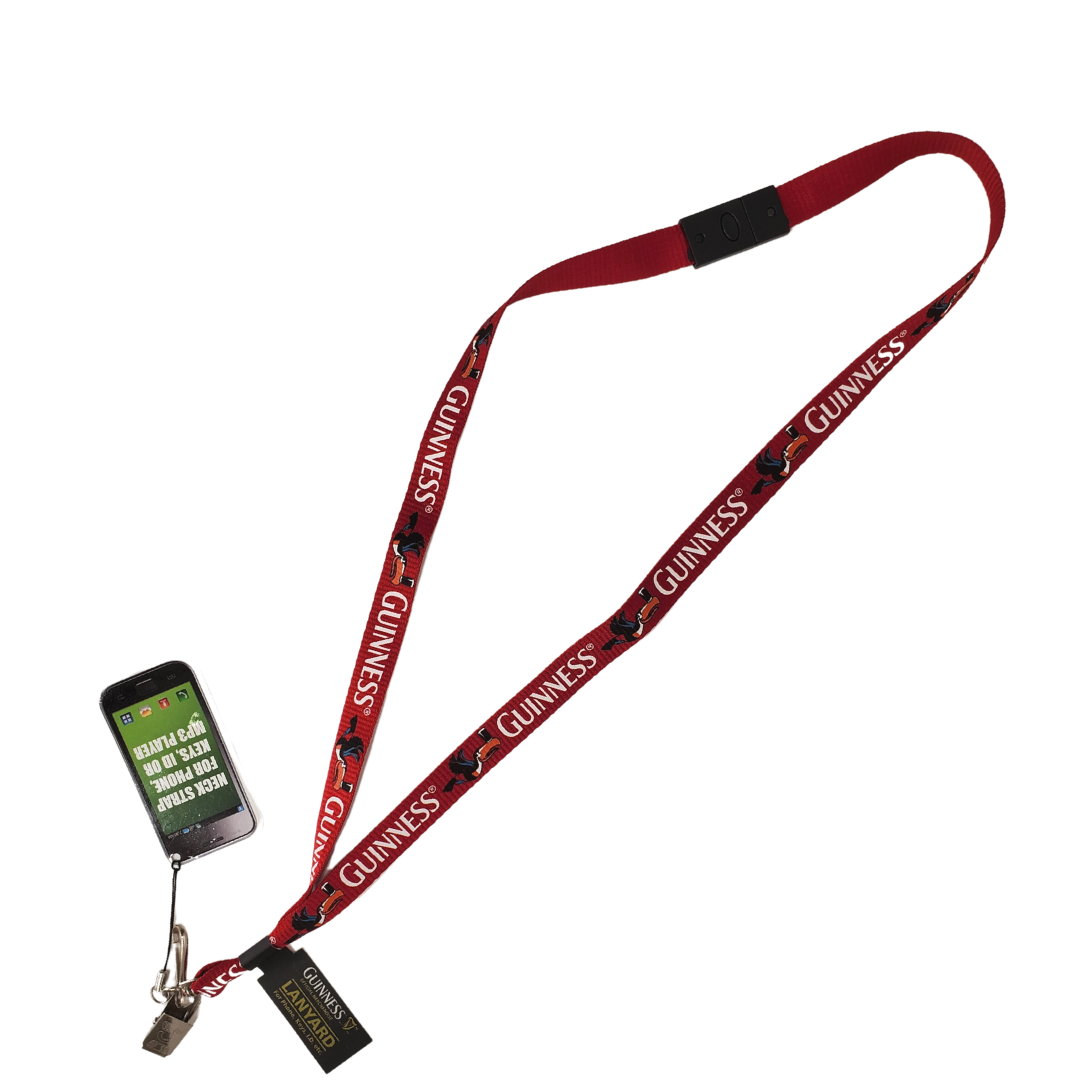 Never lose your keys again with this stylish Guinness lanyard. This stunning red lanyard features the world famous Guinness toucan mascot, balancing a delicious pint of beer off its beak.