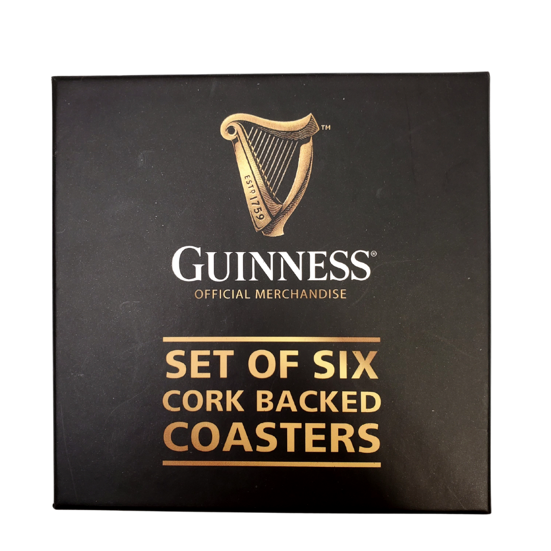 Box of 6 unique Guinness, cork backed coasters