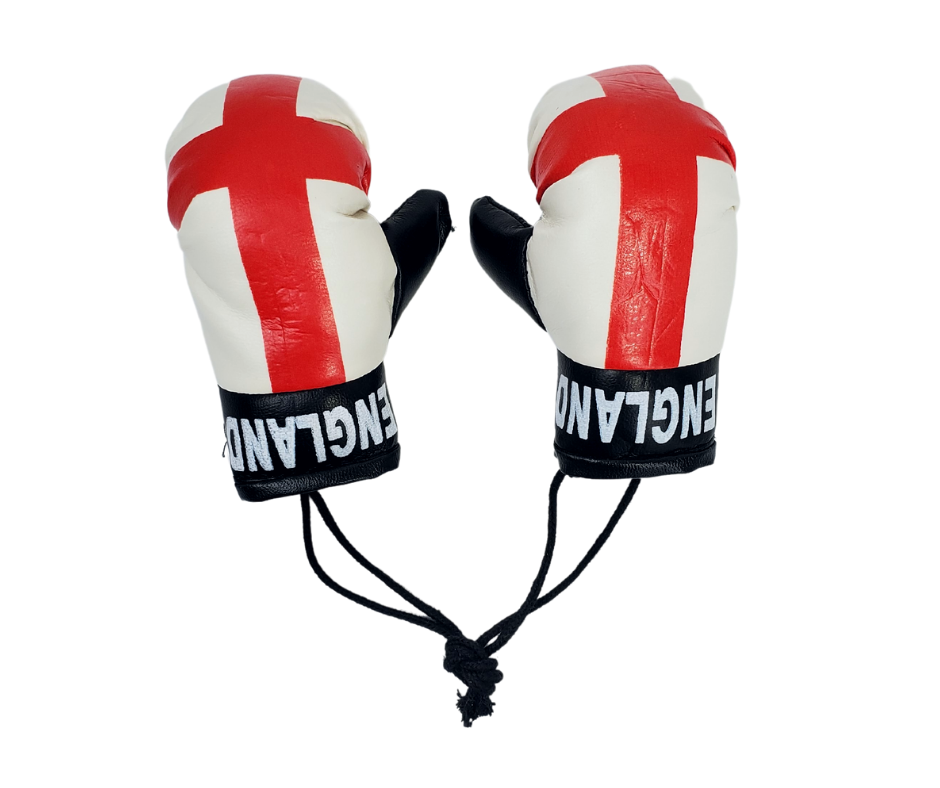 Add some English pride to your ride! These adorable mini boxing gloves are perfect for your rearview mirror. Approximately 4 inches x 2 inches.