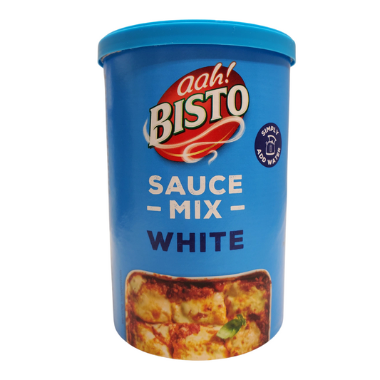 Bistro white sauce granules. UK's favourite gravies. To make: Add four heaping teaspoons of Bistro granules into a measuring jug. Add 280mL of boiling water to the granules. Stir until homogenous and smooth.