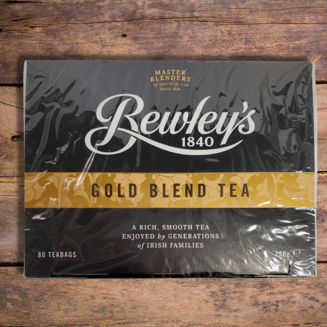 Brewley's Gold Blend Tea - Front of Box View - A smooth tea, rich in flavour and quality. Bewley's has blended some of the finest quality teas since 1840. This box of tea comes with 80 tea bags